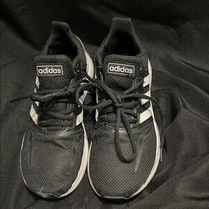 Adidas Black and White Sneakers with Mesh Upper